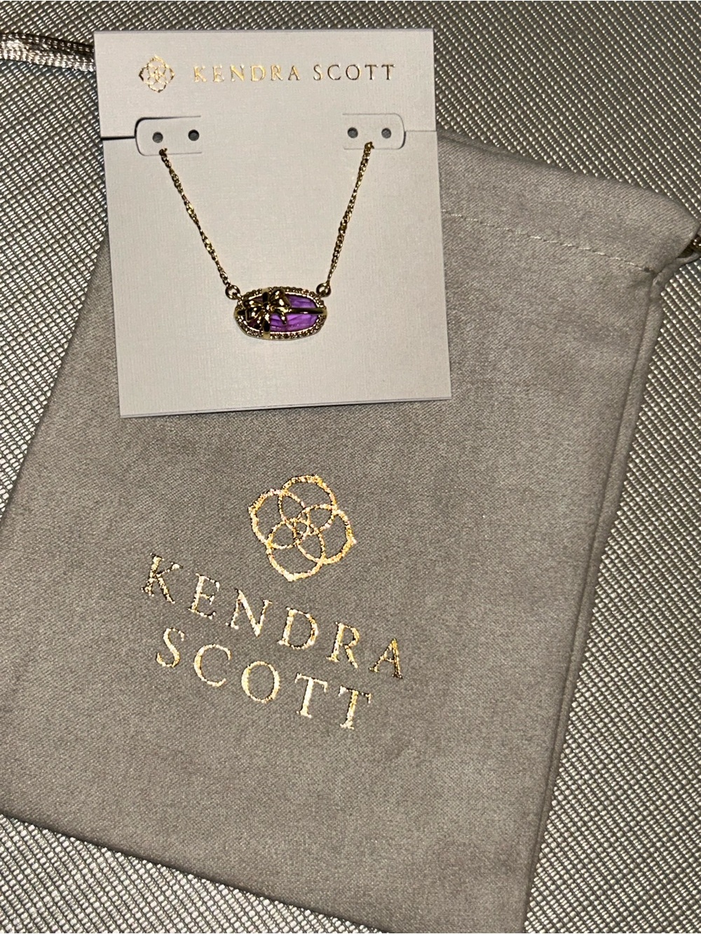 Kendra Scott Elisa purple bow pendant necklace